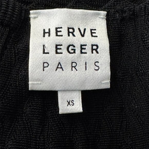 Herve Leger Black cap sleeve fit and Flare textured Dress size XS - Picture 7 of 12